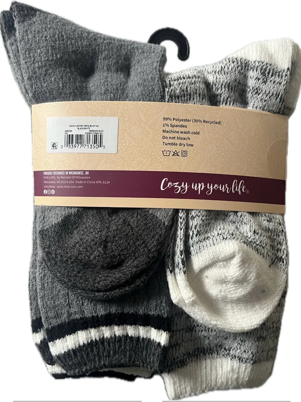 Muk Luks Black and Gray Women's Boot Socks - 6 Pack. Size 6-11. New with tags.